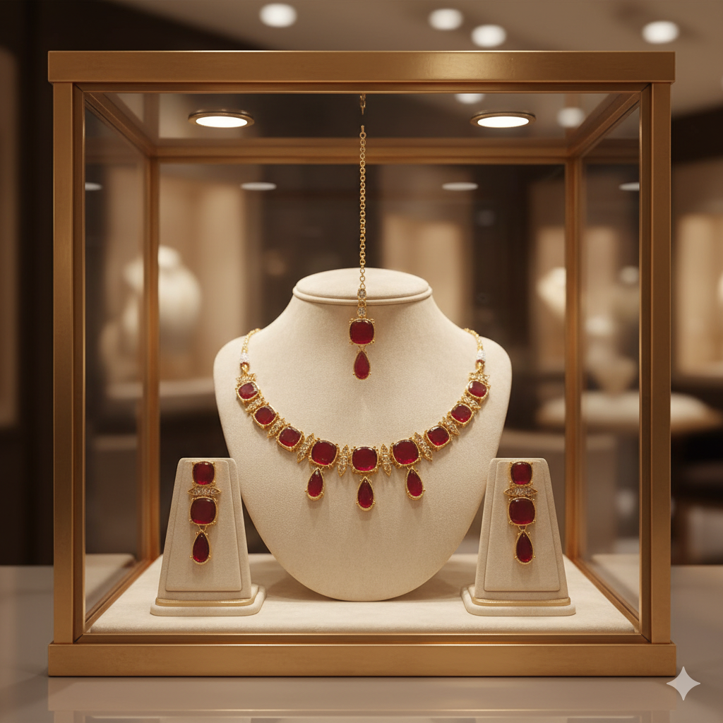 Necklace Set Red Stones