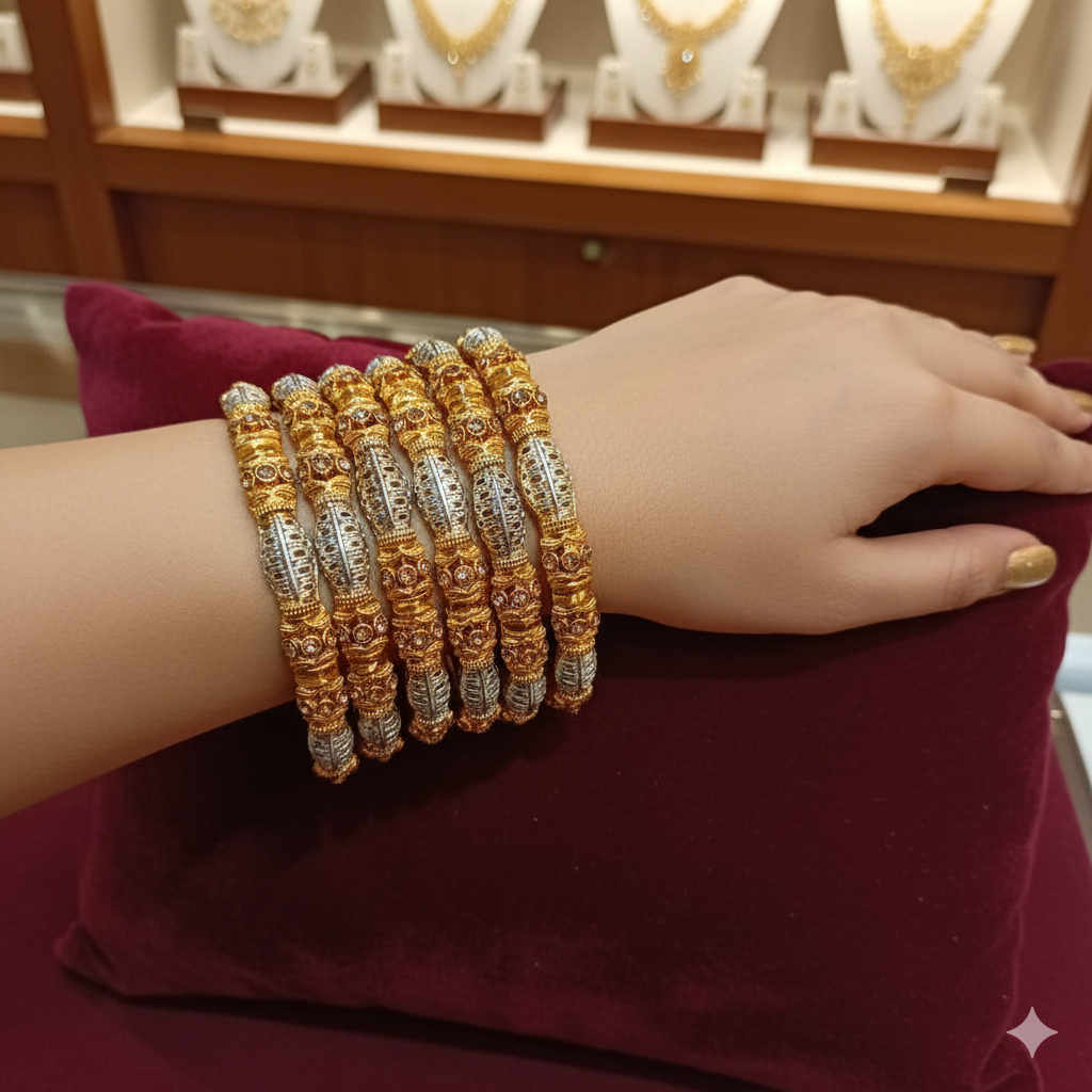 Gold-Plated  6 piece  Bangle Set.