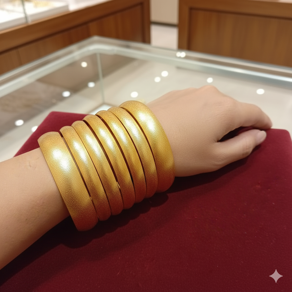 Gold Plated  6 Piece Bangle Set.