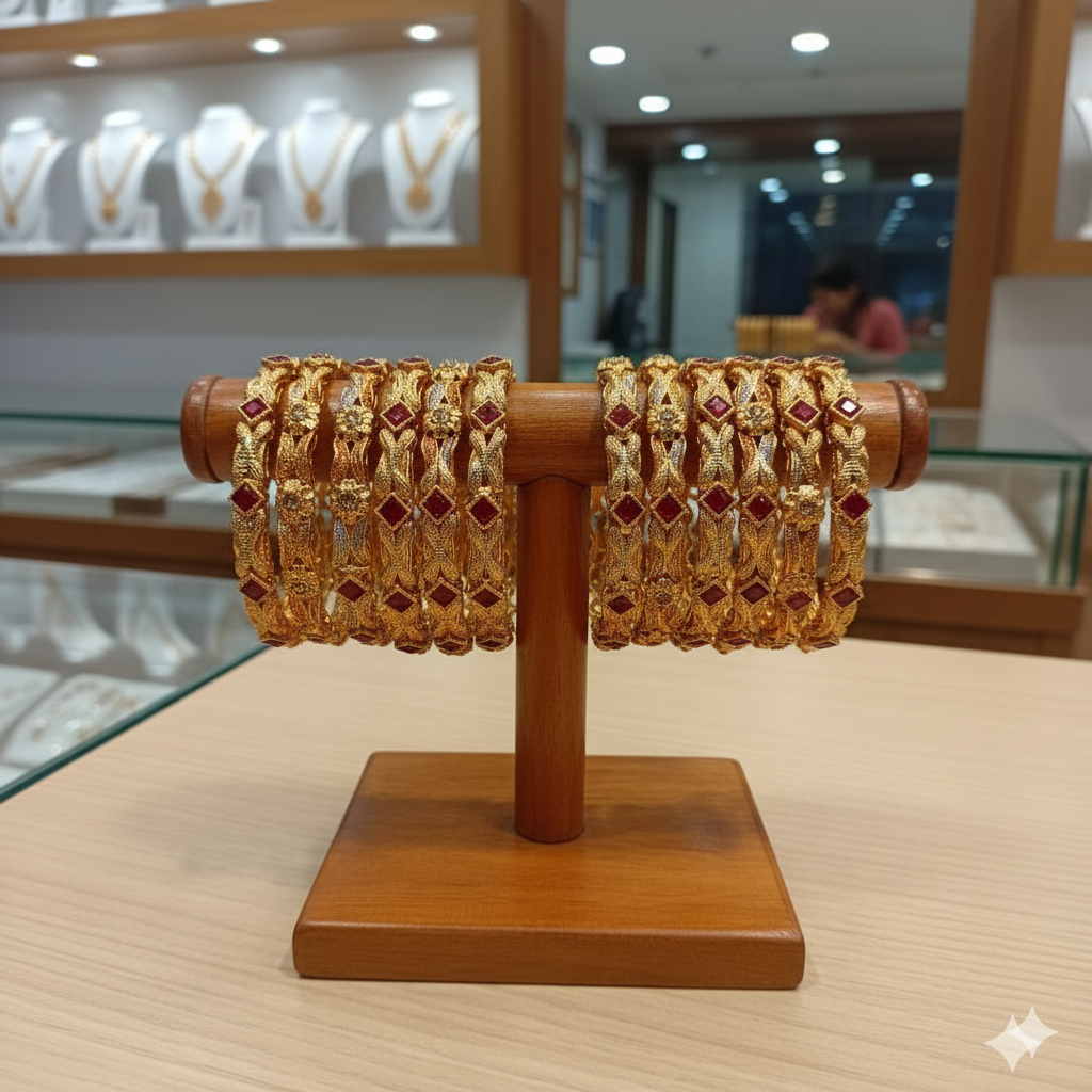 Gold-Plated 6 Piece Bangle Set.