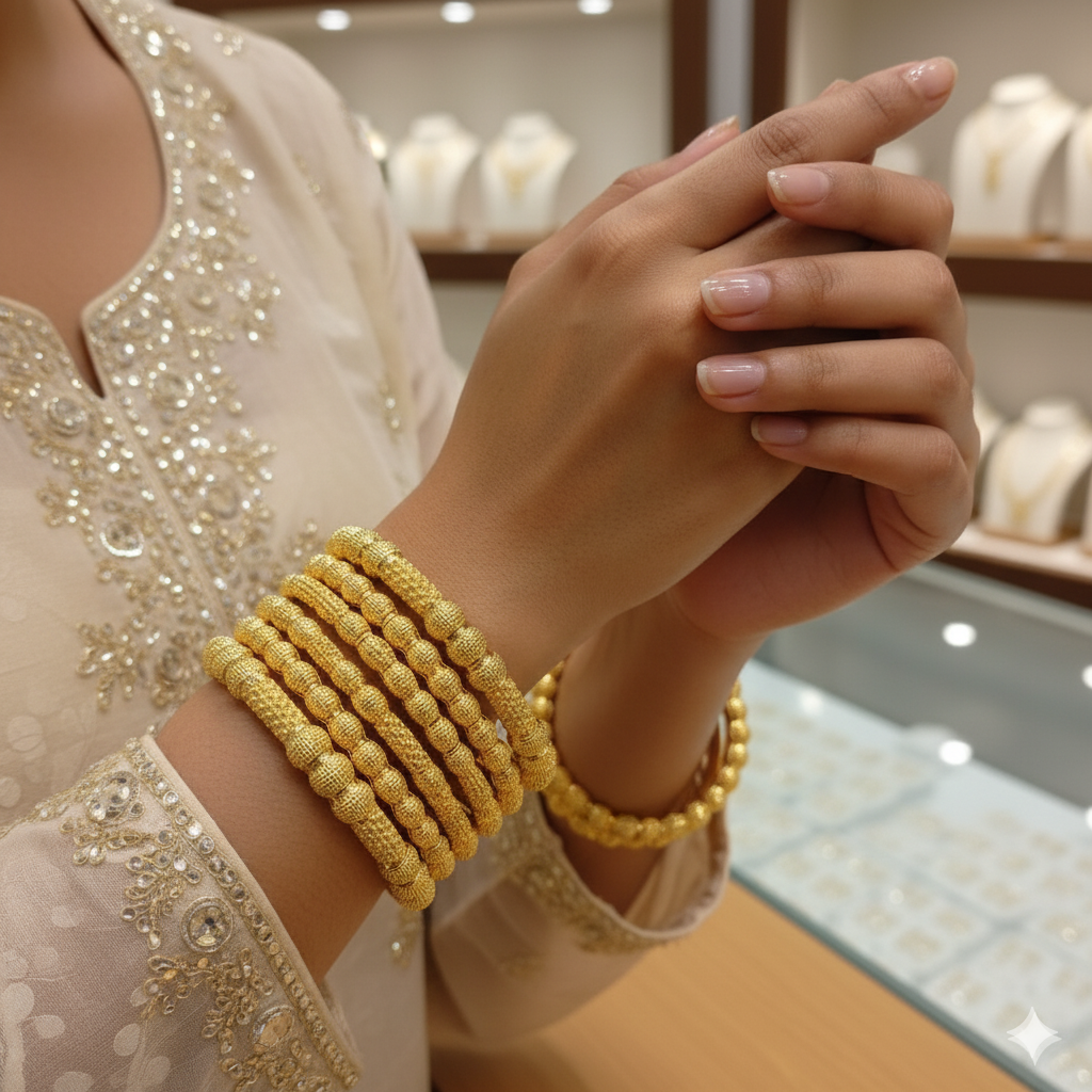 Gold-Plated 6 Piece Bangle Set.