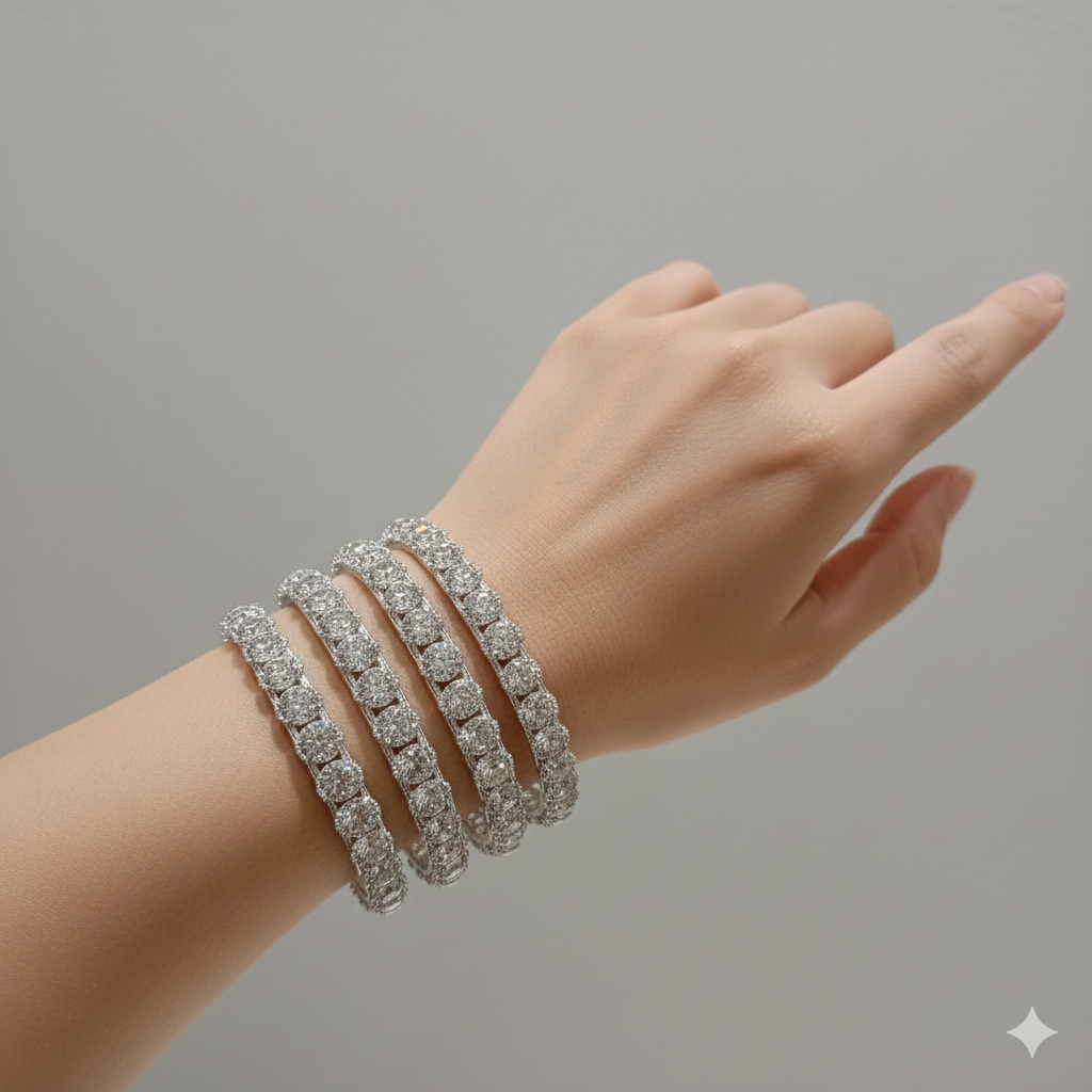 Diamond Stones Bangles Set 4 Piece