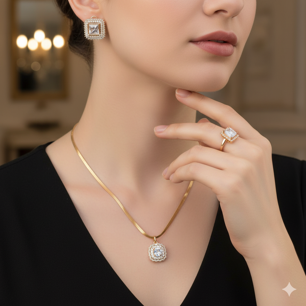 Elegant Gold-Plated Locket Set