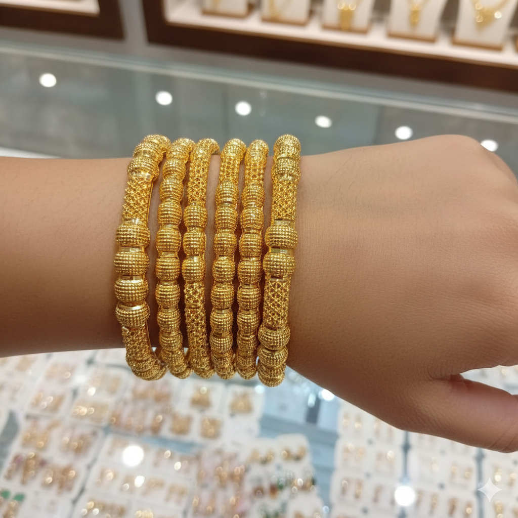 Gold-Plated 6 Piece Bangle Set.