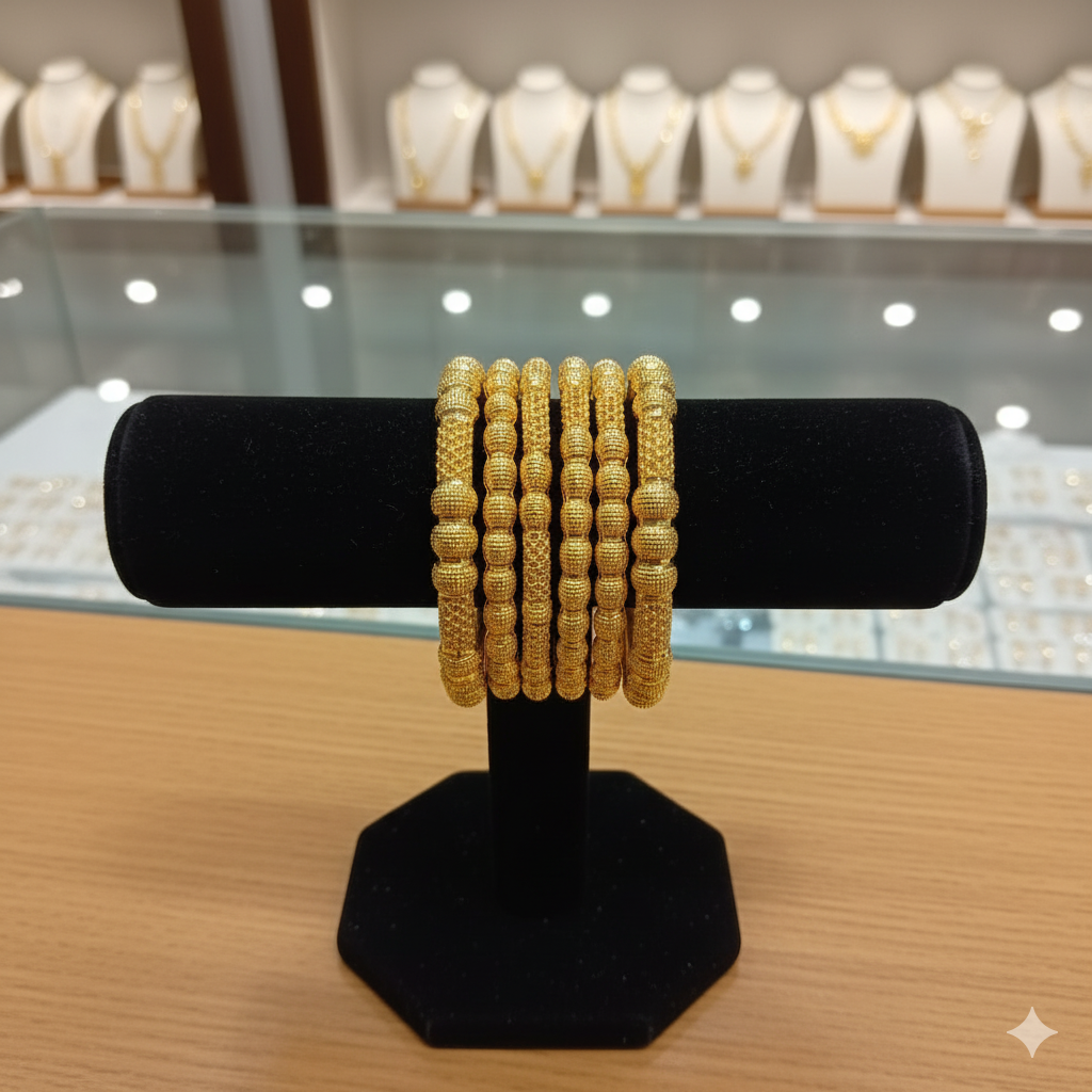 Gold-Plated 6 Piece Bangle Set.