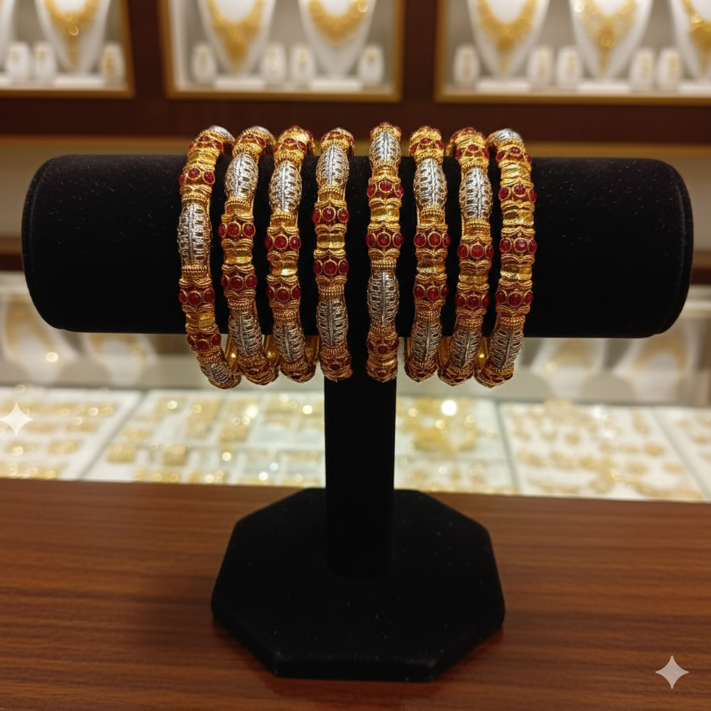 Gold-Plated 6 piece Bangle Set.